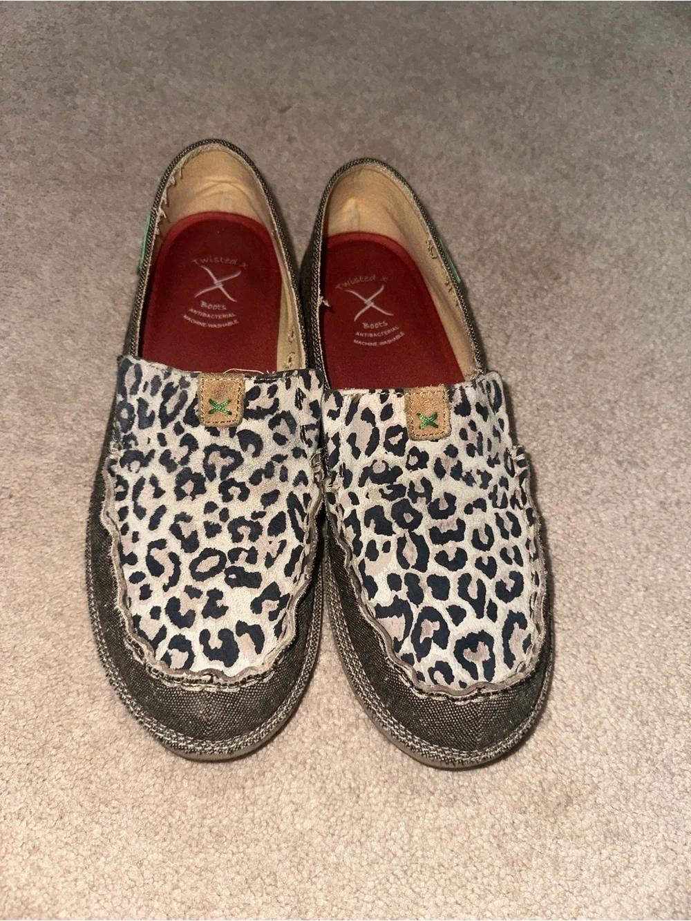Twisted X brand- Leopard Print Slip-On Loafers in Black & Cream - Picture 1 of 3